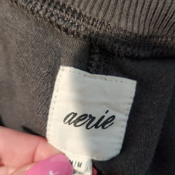 Aerie Gray Cozy Fleece Jogger Zipper Front Medium - Picture 8 of 9
